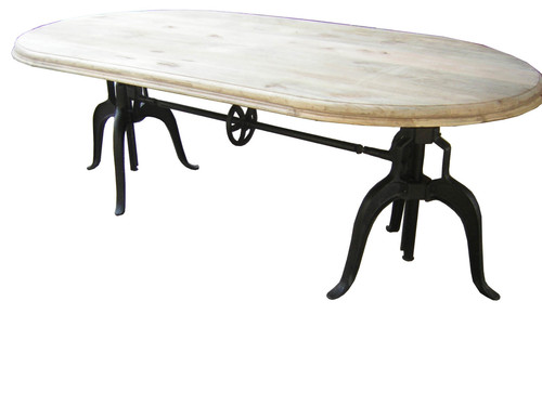 Industrial Furniture - Wood & Metal, 78"L x 36"W x 30"H, Whitewash & Black, Durable Stylish Design