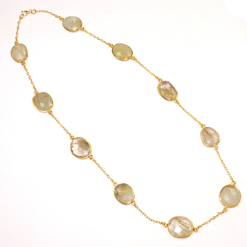 Golden Routile 925 Sterling Sliver Necklace Bezel Jewelry