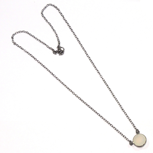 White Chalcedony Round 925 Sterling Sliver Necklace Bezel Jewelry