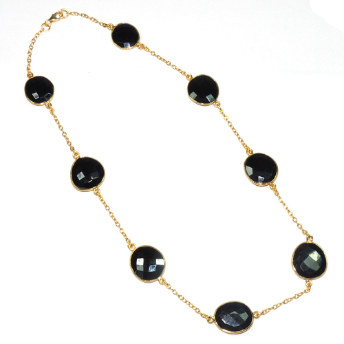 Black Spinel 925 Sterling Sliver Necklace Bezel Jewelry
