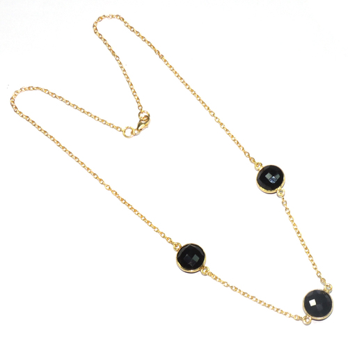 Black Spinel 925 Sterling Sliver Necklace Bezel Jewelry