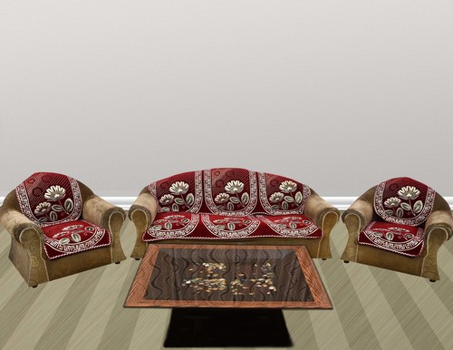 Sofa Cover - Chenille Fabric, Embroidered Pattern | Ideal For Home And Hotel Use