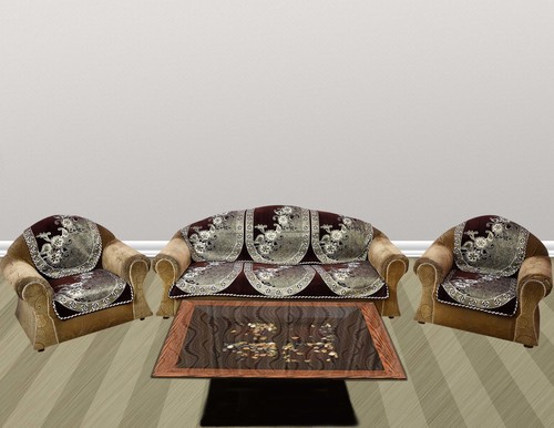 Sofa Cover - Chenille Fabric, Embroidered Rectangular Design | Ideal for Home and Hotel Use