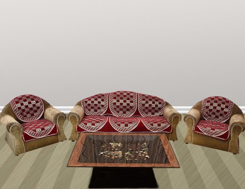 Sofa Cover - Chenille Fabric, Square Shape | Embroidered Pattern, Customized Styles for Home & Hotel Use