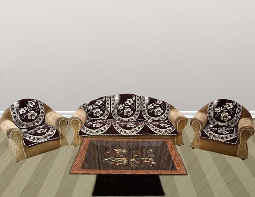 Sofa Cover - Chenille Fabric, Customized Sizes, Various Colors & Designs | Embroidered Pattern, Ideal for Home and Hotel Use