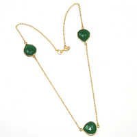 Green Onyx Pear 925 Sterling Sliver Necklace Bezel Jewelry