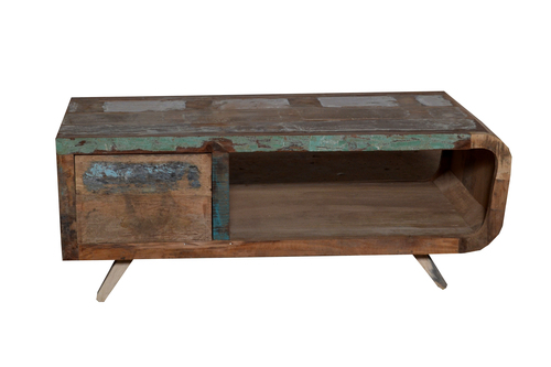 Reclaimed Furniture - Reclaimed Wood & Metal, 48x24x18 Inches, Brown | Unique Design, Durable, Eco-Friendly, Handcrafted, Mid-Century Style