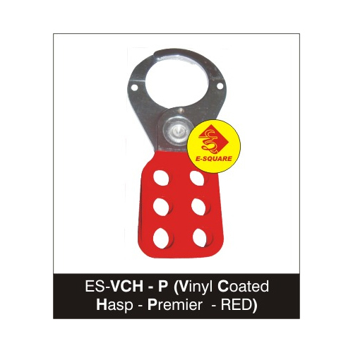Premier RED Vinyl Coated Hasp - High Tensile Steel, 6 mm Shackle Thickness, 25 mm / 38 mm Jaw Size | For Industrial Safety, 6 Padlock Capacity, 1 Year Warranty