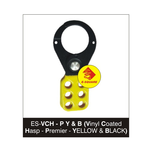 Yellow Or Customisable Vinyl Coated Lockout Hasp-Premier-Yellow & Black