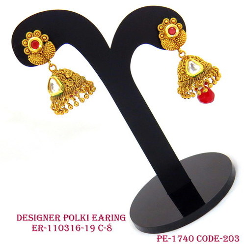 Copper Jhumka Ethinic Polki Earrings Gender: Women