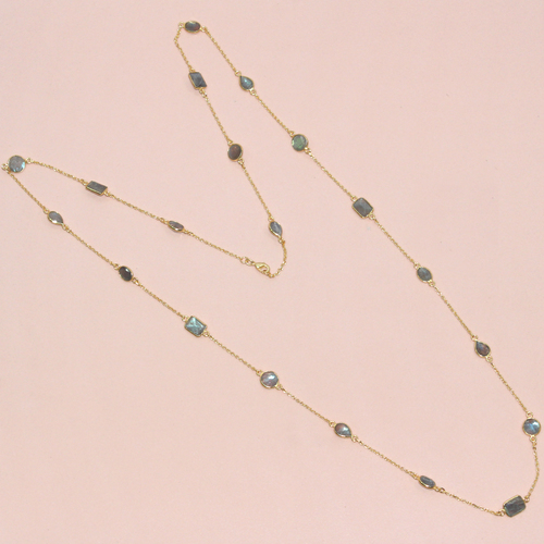Labradorite 925 Sterling Silver Beaded Necklace