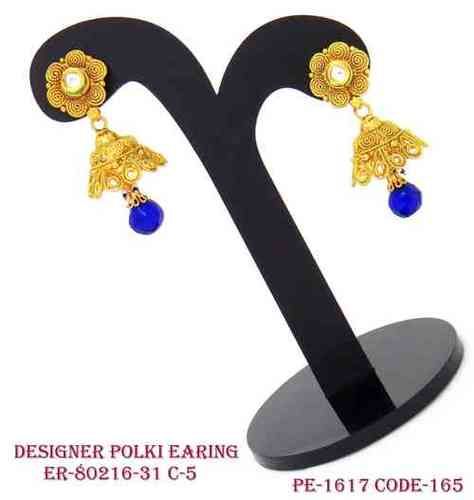 Royal Blue Polki Earring