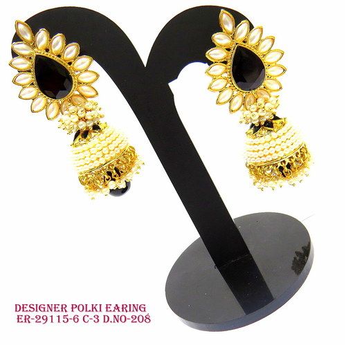 Black Polki Earrings