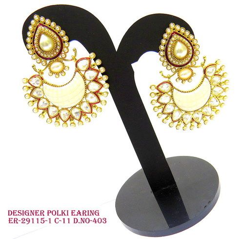 Beautiful White Pearl Polki Earrings