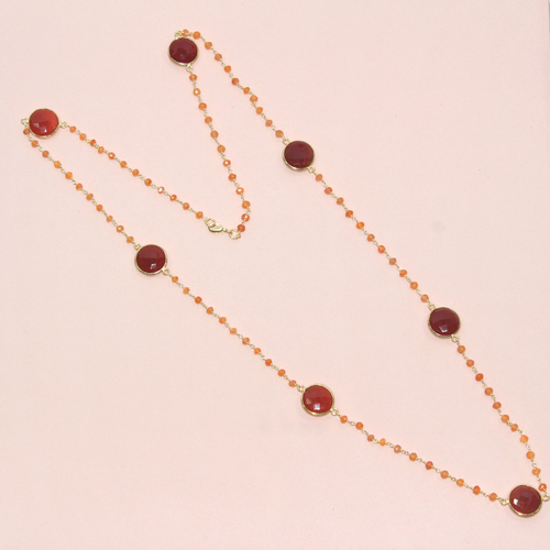 Carnelian Round 925 Sterling Sliver Necklac Jewelry