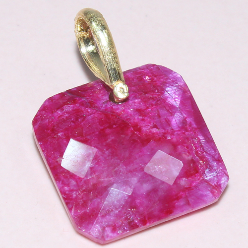 Dyed Ruby Cushion 925 Sterling Sliver Pendant