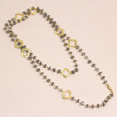 Labradorite 925 Sterling Silver Beaded Necklace