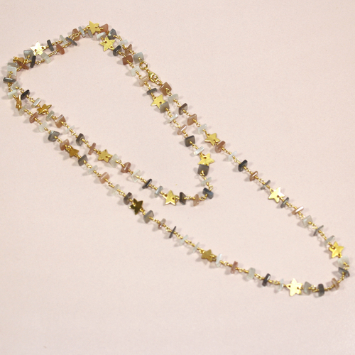 Multi Tourmaline 925 Sterling Sliver Beaded Necklace
