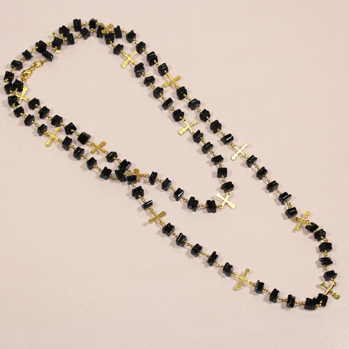 Black Spine 925 Sterling Sliver Beaded Necklace Jewelry