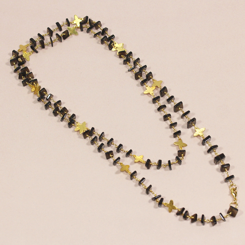 Smoky Quartz 925 Sterling Sliver Beaded Necklace Jewelry