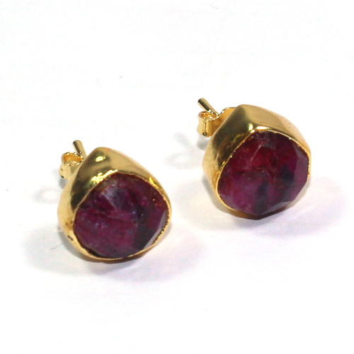 Dyed Ruby 925 Sterling Sliver Stud Jewelry