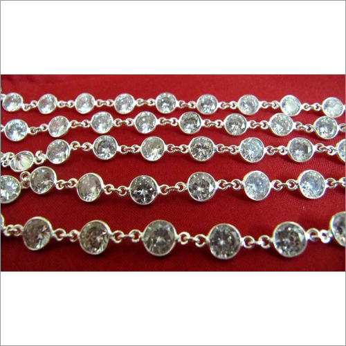 AAA Cubic Zirconia 6mm Diamond Cut Connector Chain