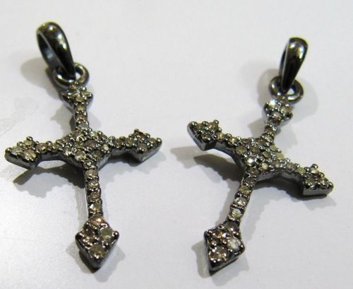 Sterling Silver Diamond Cross charm