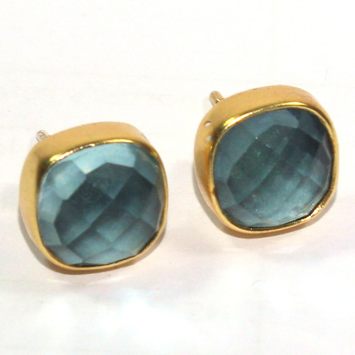 Blue Topaz 925 Sterling Sliver Studs Jewelry