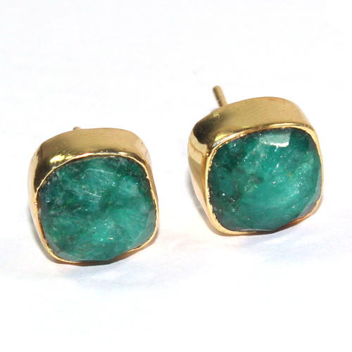 Dyed Emerald  925 Sterling Sliver Studs Jewelry