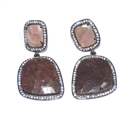 Multi Sapphire with Cz 925 Sterling Sliver Earring Jewelry