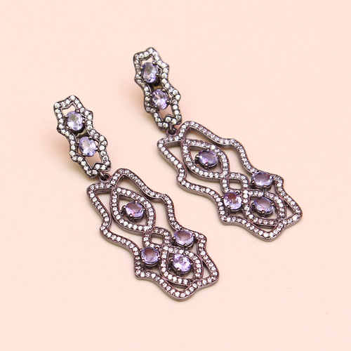 Amethyst Fancy 925 Sterling Sliver Earring Jewelry