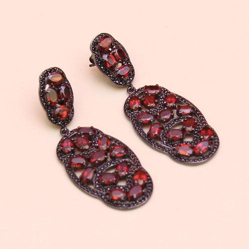 Ruby with Cz 925 Sterling Sliver Earring Jewelry