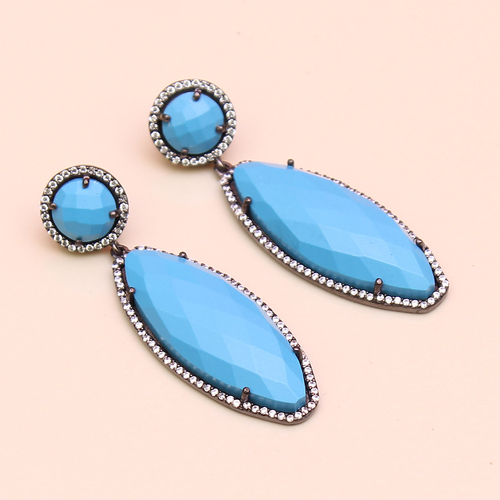 Turquoise Fancy 925 Sterling Sliver Earring Jewelry