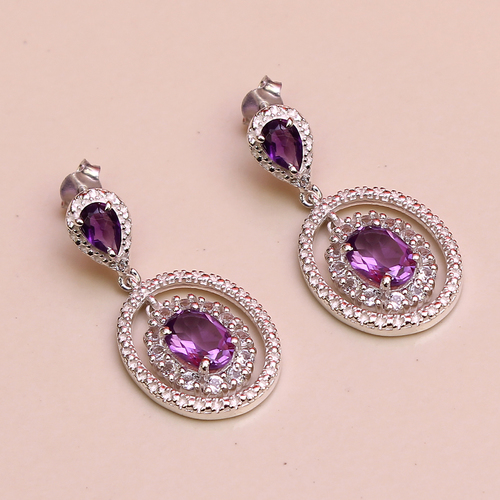 Amethyst 925 Sterling Sliver Earring  Jewelry