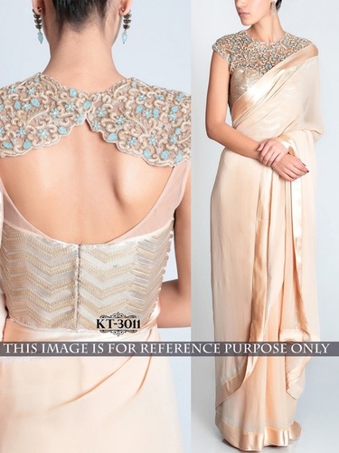 Fancy Designer Exclusive Party Wear Saree - Lycra Silk Georgette Pallu, Georgette Body, Banasari Silk Blouse, 5.50 Meter Length, Multi Sequence Work, Dry Clean Care