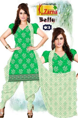 Green And Gray Cotton Print Salwar Suit