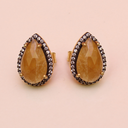 Gemstone Earring With CZ