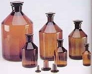 Reagent Bottle Narrow Mouth With Glass Stopper - Amber