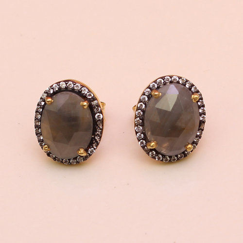 Labradorite Oval 925 Sterling Sliver Studs