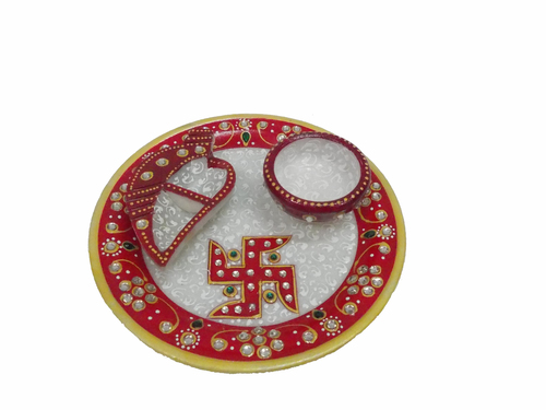 मार्बल पूजा थाली