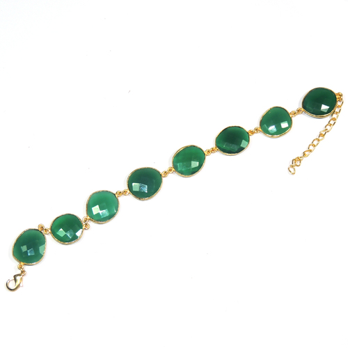 Green Onyx 925 Sterling Silver Bracelet - 7-8 Inches, Lobster Clasp | Fancy Stone, Elegant Design, Stylish Accessory