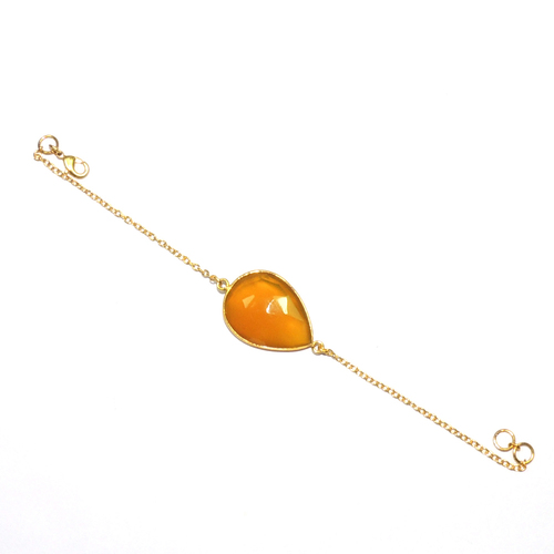 Yellow Chalcedony Pear 925 Sterling Sliver Bracelet