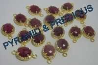 DYED RUBY CONNECTOR WITH CZ