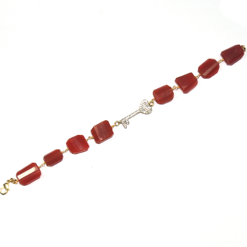 CarnelianWith Cz 925 Sterling Sliver Bracelet Jewelry