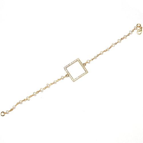 Pearl with Cz 925 Sterling Sliver Bracelet