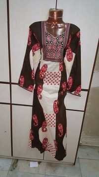 White And Black Printed Cotton Maxi