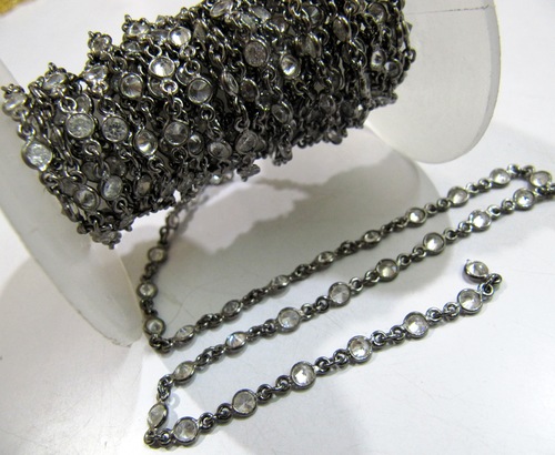 CZ Connector Chain Oxidized