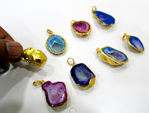 Geode Druzy Charms Gold Plated