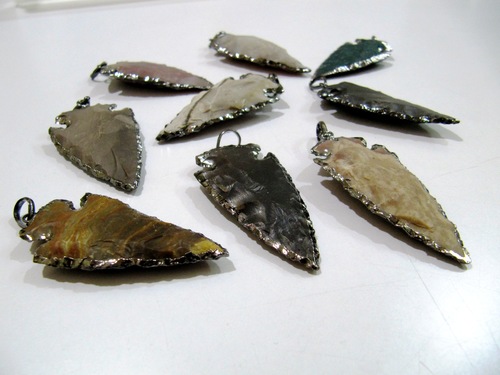 Jasper Arrowhead Pendant Black Plated