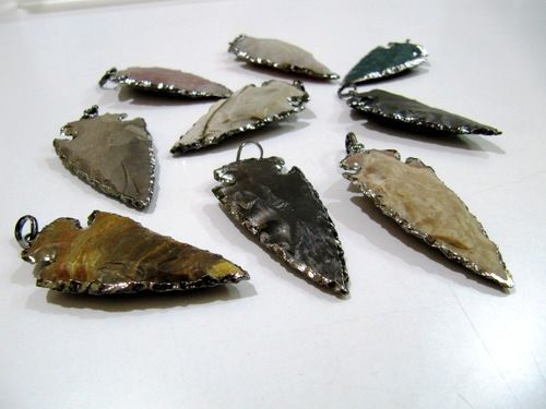 Jasper Arrowhead pendant Black Plated